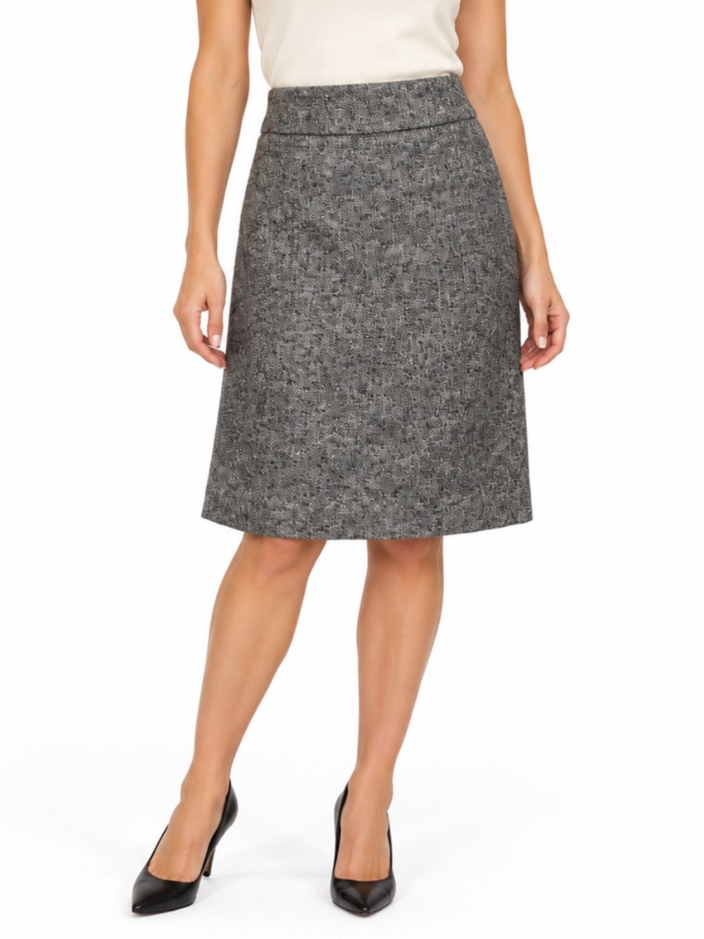 Judith & Charles Grey Tweed Knee-Length Skirt NWOT Chic Office Preppy 12 Work